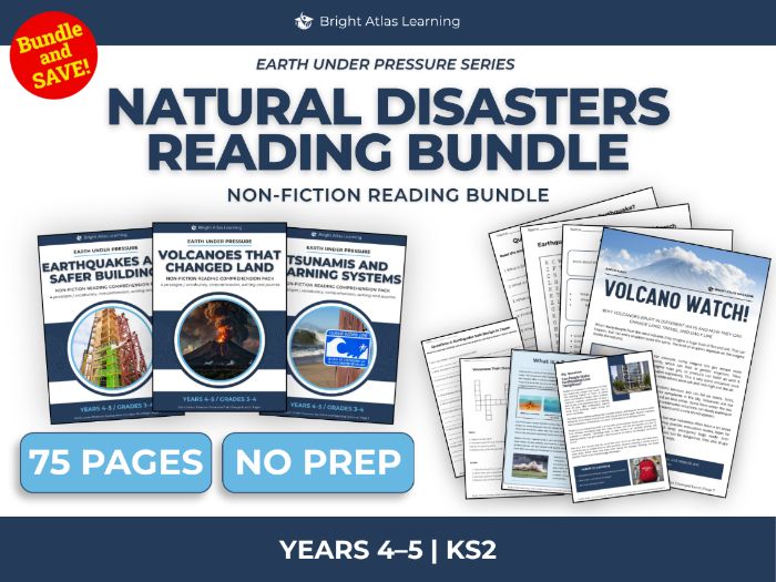 Volcanoes, Earthquakes and Tsunamis Reading Bundle | KS2 Years 4–5
