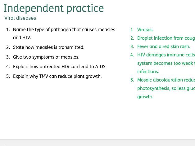 AQA Infection ... - Independent Practice Qs & As