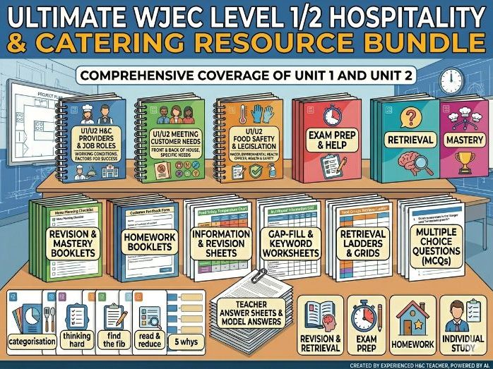 WJEC Level 1/2 Hospitality and Catering Ultimate Resource Bundle (Unit 1 & Unit 2)
