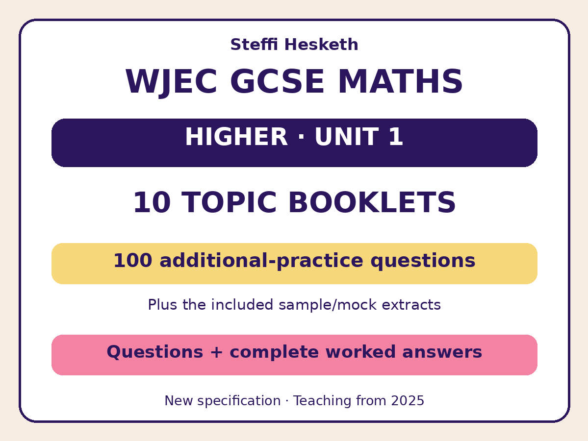 WJEC New Spec Maths Higher Unit 1 – 10 Topic Booklet Bundle
