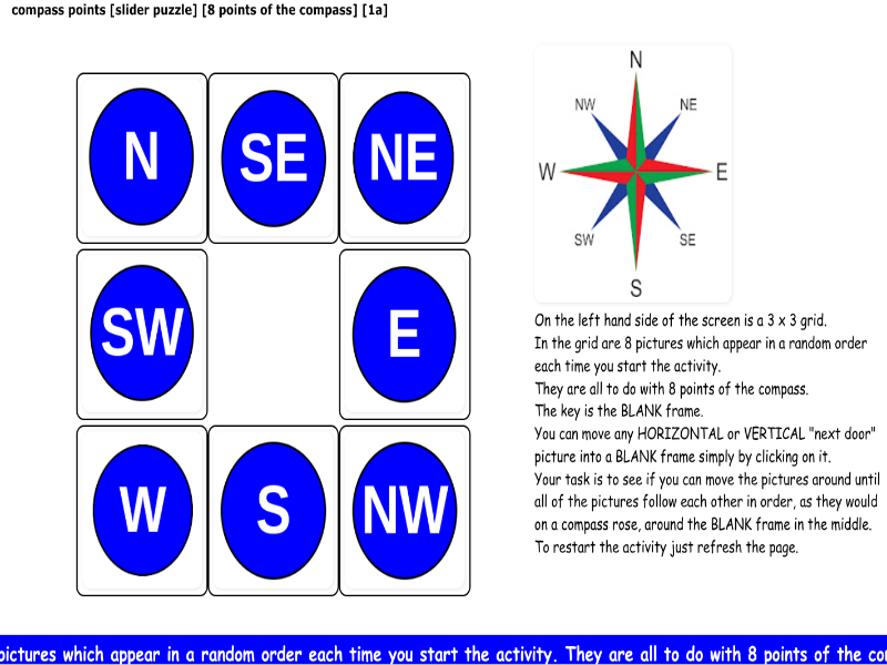 compass points [slider puzzle] [8 points of the compass] [1a]