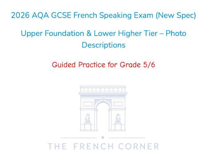 2026 AQA GCSE French Speaking Foundation Tier Photo card