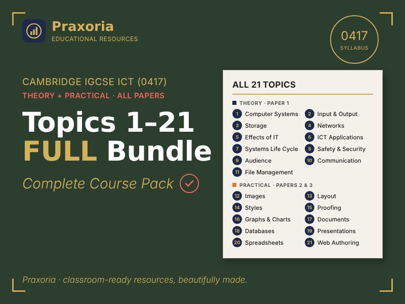 IGCSE ICT (0417)Topics 1-21 FULL Bundle Pack