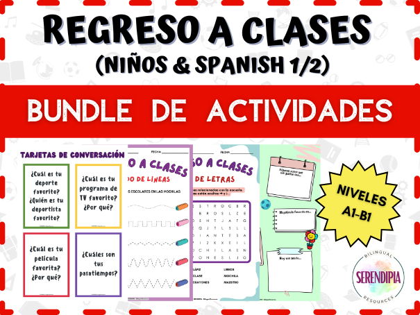 BUNDLE | Back to School Spanish Activities | Actividades Primer día de Clases