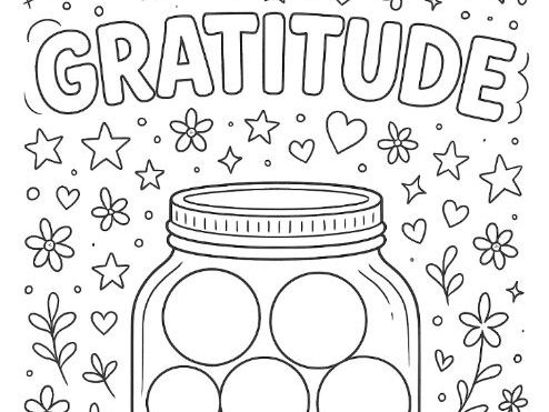 Gratitude Marble Jar Colouring Worksheet