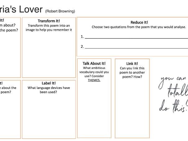 AQA Poetry Anthology Thinking Mats