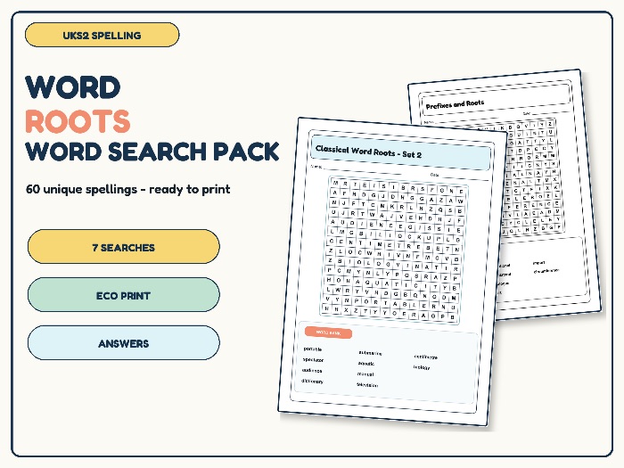 UKS2 Word Roots and Origins Word Search Pack | 7 Activities