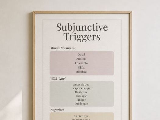 Spanish Subjunctive Triggers Poster (Words & Phrases) | GCSE Spanish | Classroom Displa
