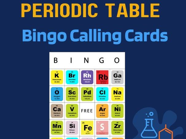 Periodic Table Bingo Calling Cards No Prep Chemistry Science Activity