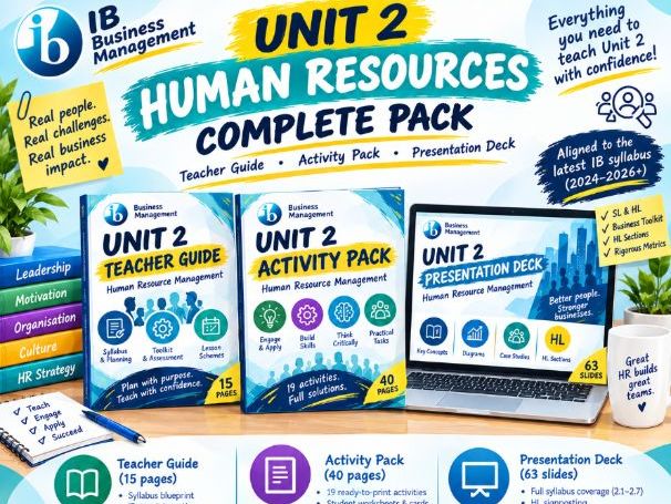 IB Business Management Unit 2 - Human Resources - complete pack (2024 syllabus)