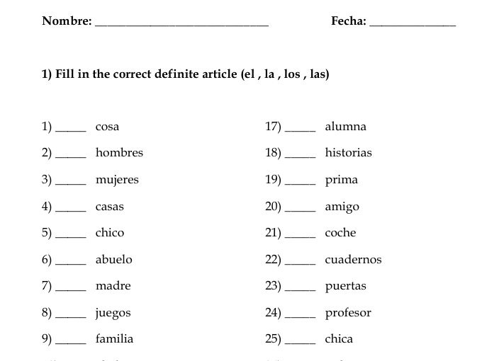 Definite and Indefinite Articles in Spanish | Artículos Definidos e Indefinidos