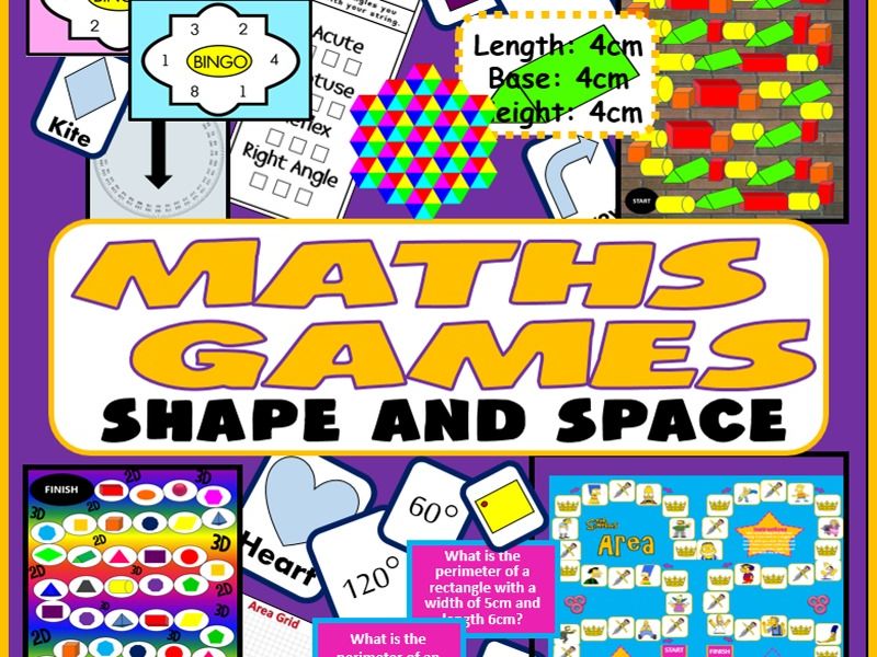 MATHS BOARD GAMES & ACTIVITIES  KS2-4 SHAPES ANGLES AREA