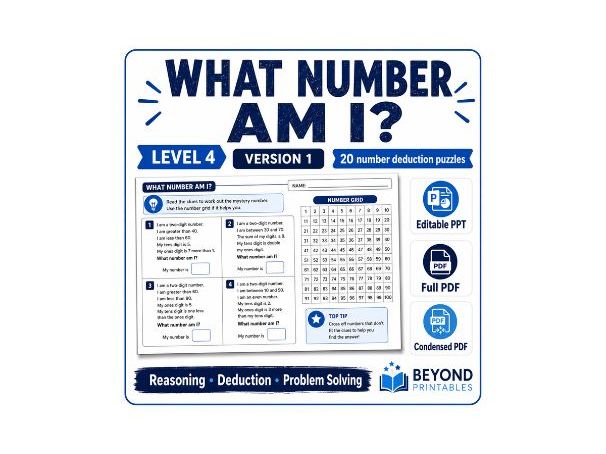 What Number Am I? L04 Digit Relationships V01 | PPT & PDF Maths Puzzles