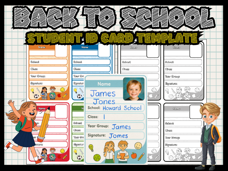 Back to School Student ID Card Template – Printable for Classroom Use