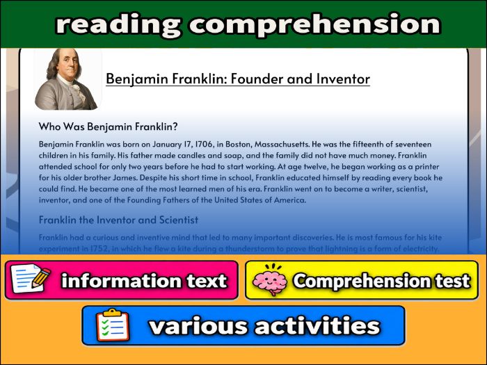 Benjamin Franklin: Founder and Inventor- Reading Comprehension, Worksheet & Activities