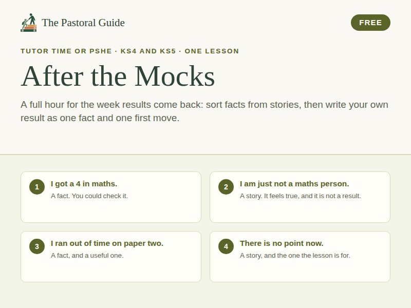 After the mocks: a tutor time lesson for the week mock results come back, KS4 and KS5