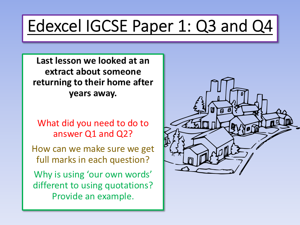 Edexcel IGCSE English Language Paper 1 Q3