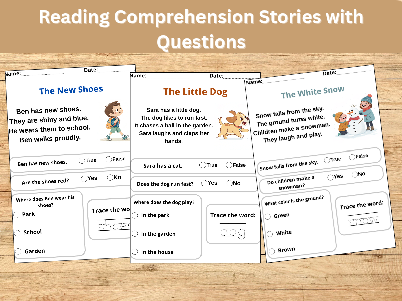 KS1 and Early Years English Reading Comprehension Stories with Questions