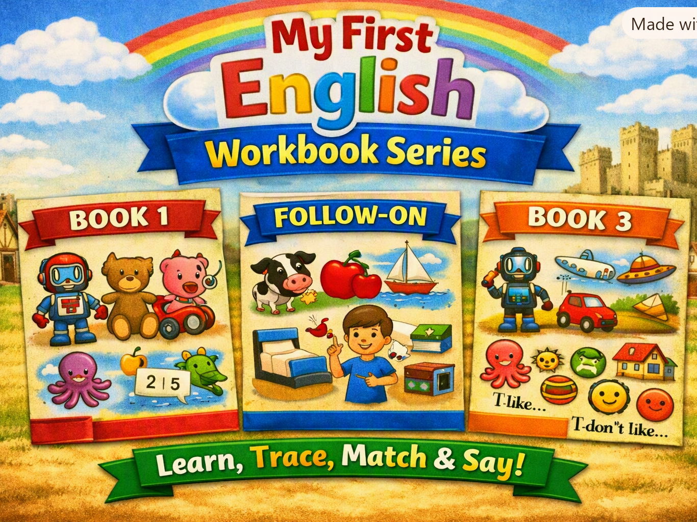 My First English Workbook 1, 2 + 3 Bundle: Early Years ESL / EAL Worksheets (18 Topics)