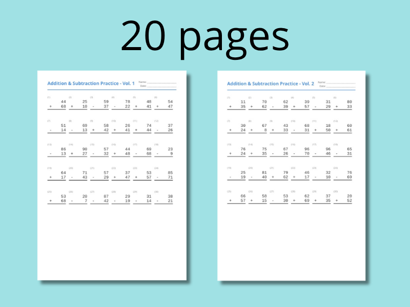 600 Addition and Subtraction Practice Problems