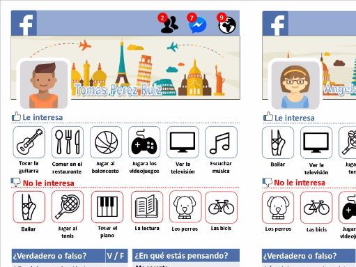 Spanish Yr 8 and 9- Spare time activities - Facebook worksheet (French and Spanish)