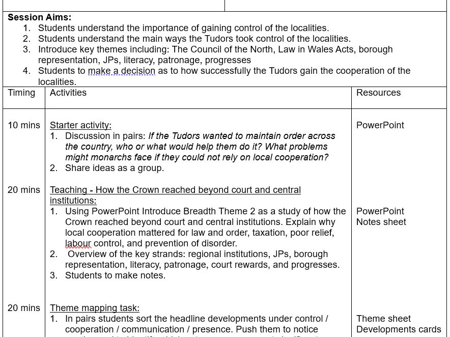 Rebellion & Disorder Under The Tudors: Lesson 7 How Did The Tudors Take Control of The Localities?