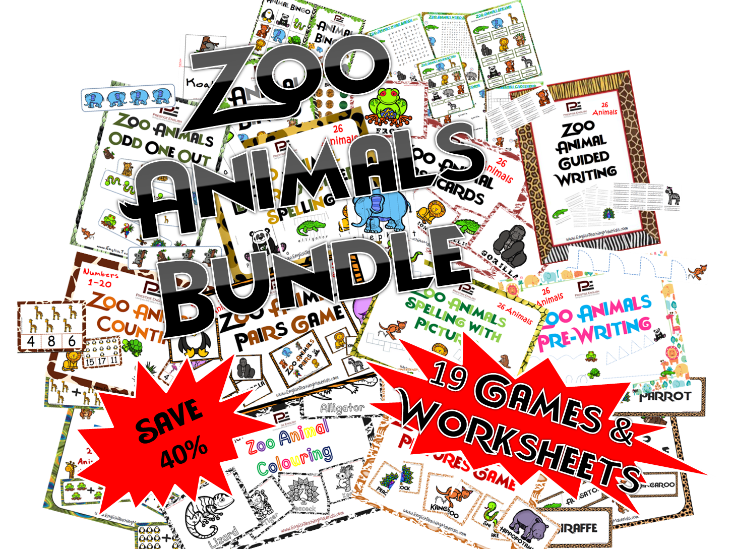 Zoo Animals Games & Worksheets Bundle | Fun Classroom Resources