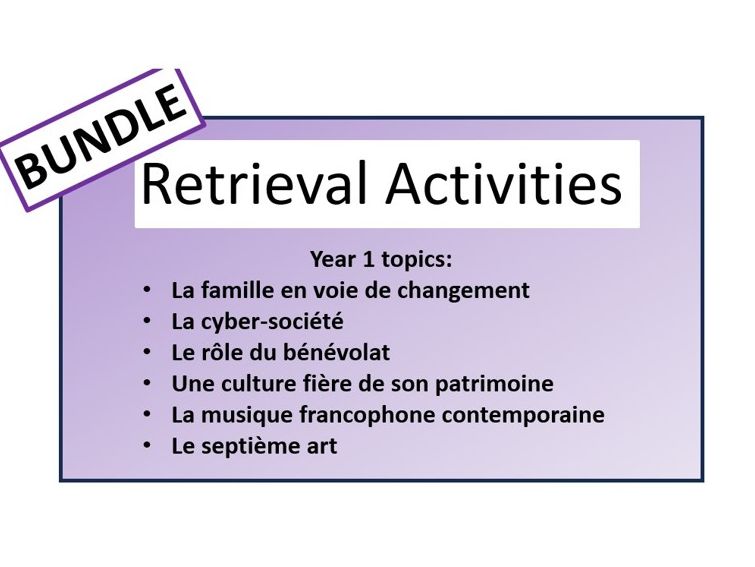Retrieval Practice- Year 1 Topics- A Level French
