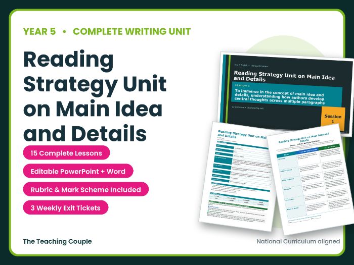 Reading Strategy Unit on Main Idea and Details | Year 5 English Unit