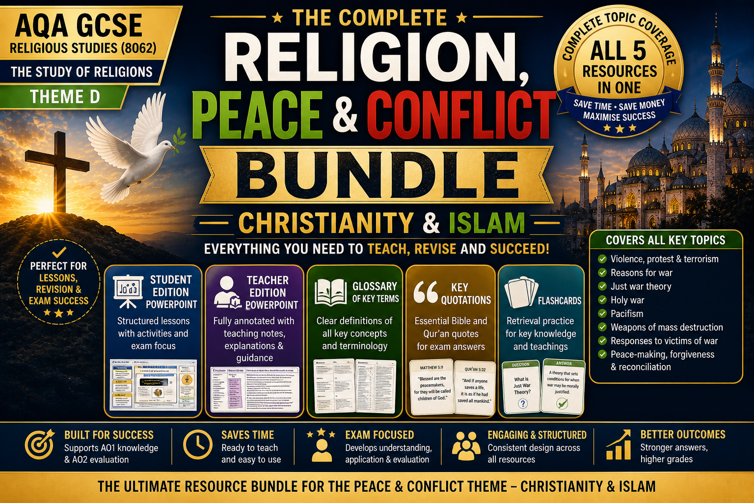 GCSE Religious Studies – Religion, Peace & Conflict Bundle (Christianity & Islam) | AQA 8062 Theme D