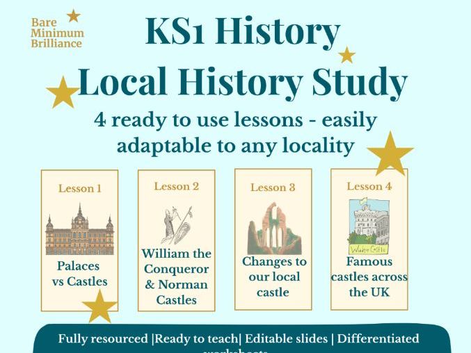 KS1 History Lessons Bundle | Local History study| Castles | 4 Complete Lessons