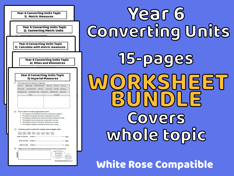 Year 6 Converting Units Worksheet Bundle