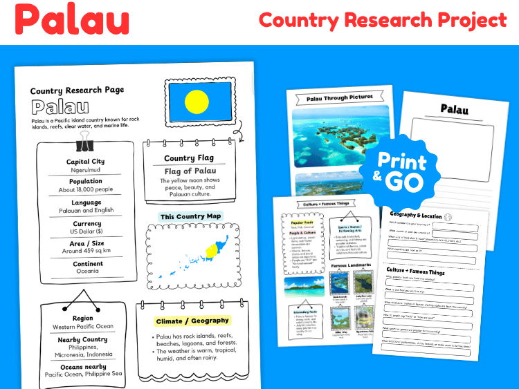 Palau Country Research Project | Geography & Culture Worksheets