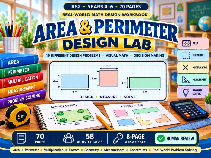 Area and Perimeter Design Lab | KS2 Maths Worksheets | Years 4–6 | 70 Pages