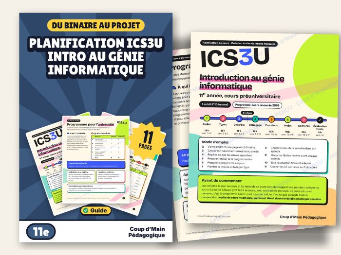 French Course Plan Grade 11 Ontario ICS3U Introduction to Computer Science