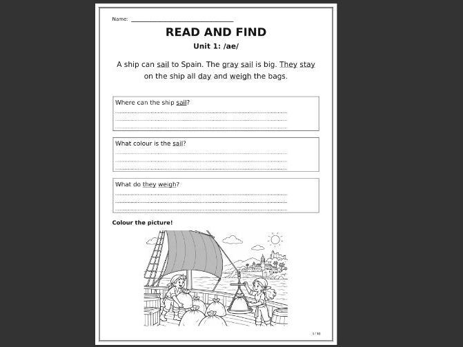 10 SoundsWrite Phonics Unit 1:ae comprehension sheets