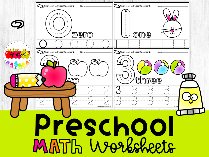 Preschool Beginner Math Worksheets for Kindergarten | Pre-K Numbers 1 to 10 Handwriting Practice