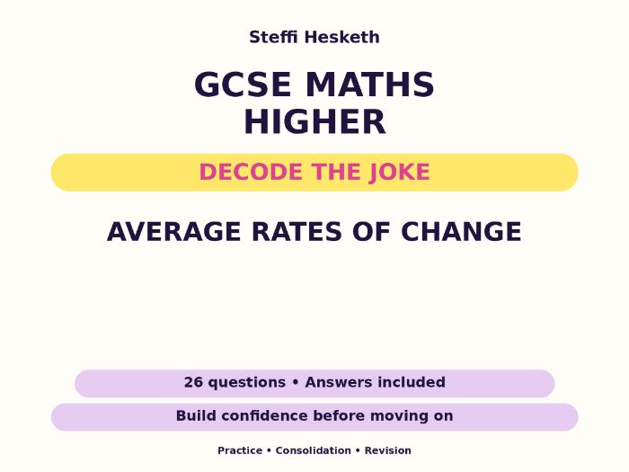 Average Rates of Change | GCSE Decode the Joke + Answers