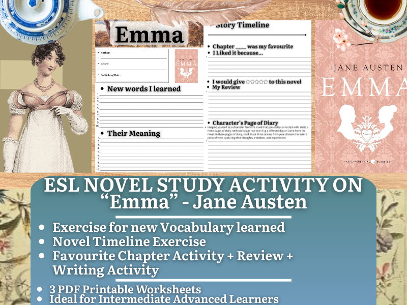 ESL Novel Study Worksheets on "Emma" - Jane Austen