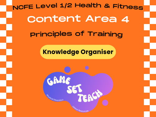 NCFE Health and Fitness Knowledge Organiser — Principles of Training (Content Area 4)