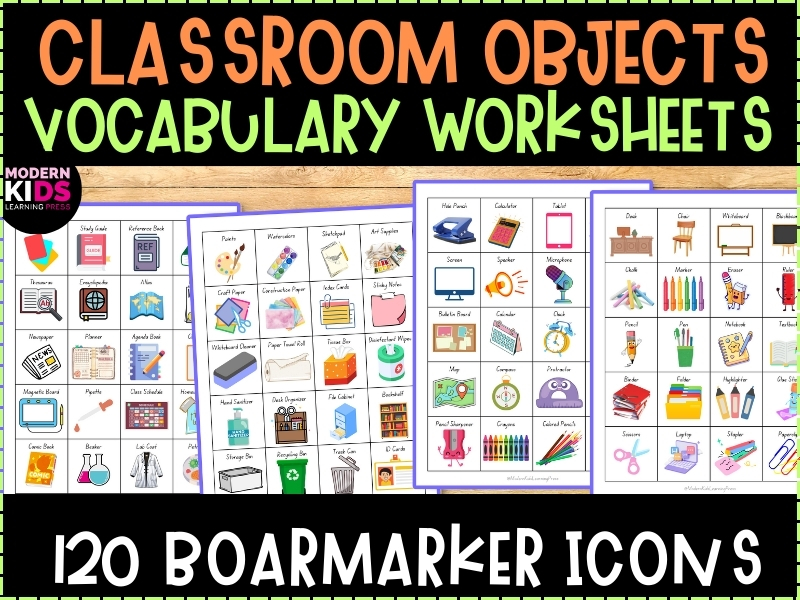 Classroom Objects Picture Communication Symbols Vocabulary Worksheets for Autism