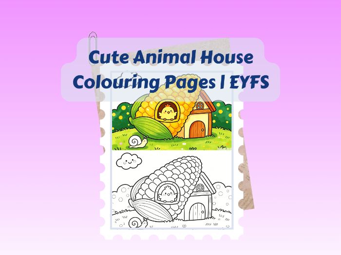 8 Animal House Colouring Pages with Colored Examples