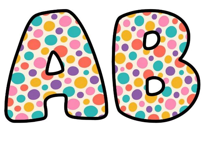 Multicoloured Polka Dots Bubble Letters | Polka Dot Bulletin Board Letters | Classroom Display Pack