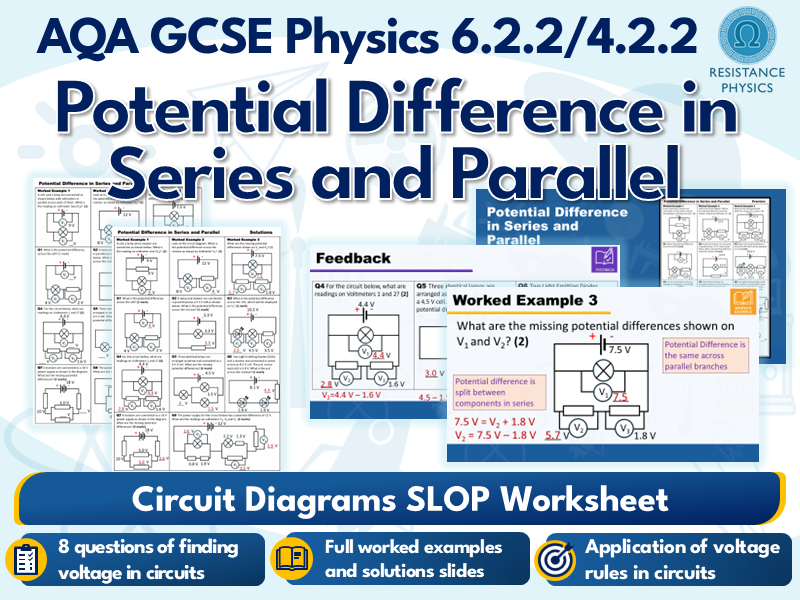 Potential Difference in Series and Parallel Circuit Diagrams Worksheet - AQA GCSE Science