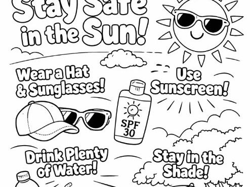 Heatwave Sun Safety Colouring Poster