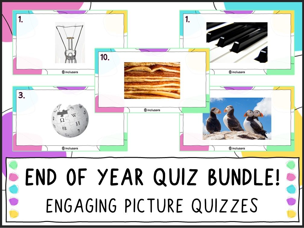 Whole Class Picture Quiz Bundle, End of Year Quizzes