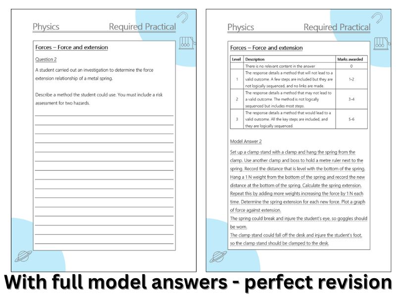 AQA Force and extension Required practical extended response Q&A
