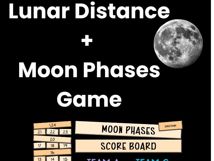 Astronomy Moon Science Bundle: Self-Grading Game & Lunar Distance Lab Grade 8