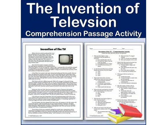 Invention of the TV | Reading Comp Passage & Activity | Editable