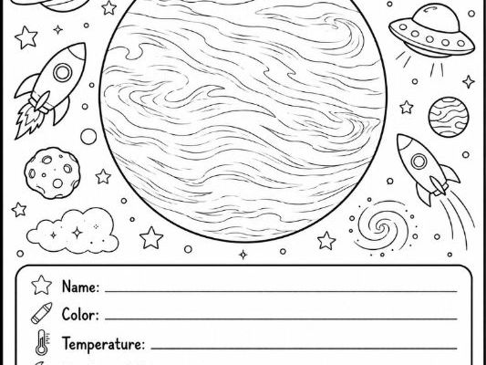 Planet Venus Colouring Worksheet- Solar System